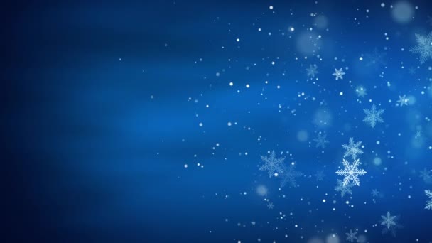 抽象的蓝色冬季背景与雪和雪花圣诞节的季节 循环动画 — 图库视频影像