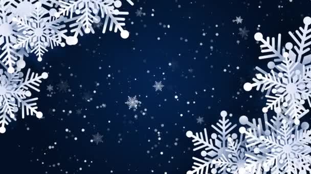 Feliz Natal Feliz Ano Novo Banner Fundo Azul Decoração Moldura — Vídeo de Stock