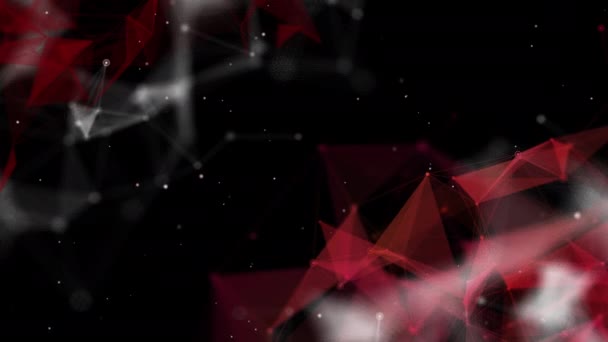 Abstract Black Background White Red Plexus Lines Molecules Technology Polygonal — Stock Video