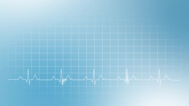 Gradient Bleu Boucle Fond Médical Avec Grille Ligne Symbole Électrocardiogramme — Video