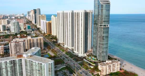 Город Майами Бич Роскошными Отелями Улицами Зданиями Атлантическое Побережье Туристической — стоковое видео