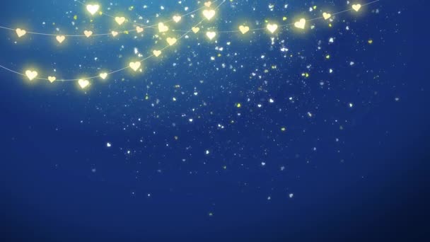 Guirlandas Brilhantes Confetes Brilhantes Das Formas Dos Corações Caindo Animado — Vídeo de Stock