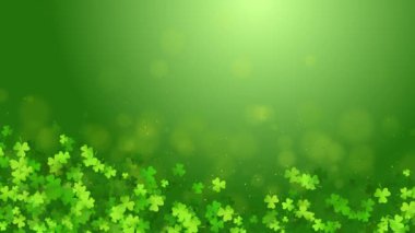 Yaprak yoncası desenli Patrick Day geçmişi. İrlanda festivali Aziz Patrick günü için şanslı yeşil yonca. Metin için alanı olan yeşil canlandırılmış ekran koruyucusu.