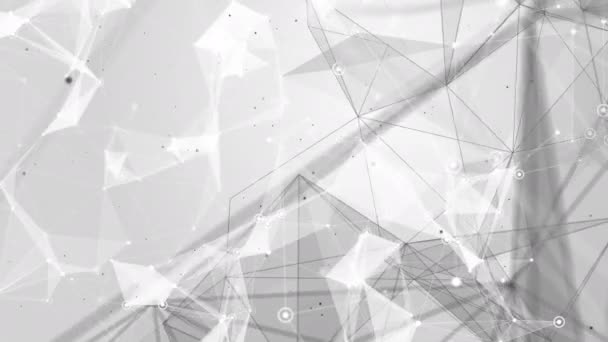摘要技术背景 未来主义概念 灰色连接的线与移动的点 几何形状 三角形 多边形环状背景 — 图库视频影像
