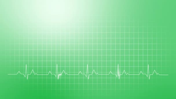 Heart Pulse Graphic Bright Green Medical Animated Background Grid Looped — Stock Video