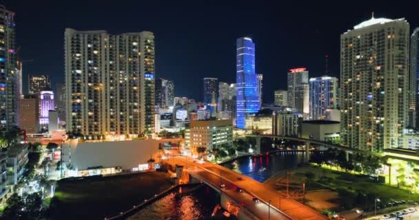 Miami Flórida Eua Janeiro 2024 Vista Aérea Cidade Miami Noite — Vídeo de Stock