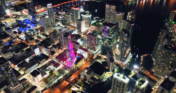 Майами Тауэр Air View Downtown Office District Miami Brickell Florida — стоковое видео