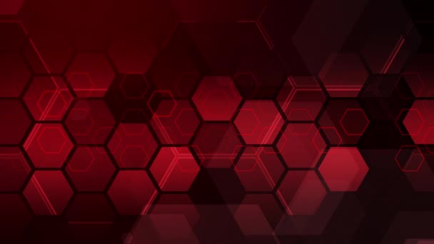 Abstract Dark Hexagon Pattern Red Loop Background Technology Style Modern — Stock Video