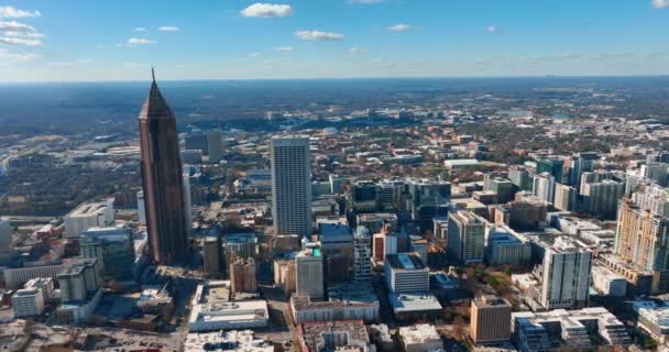 Атланта Джорджія Сша Січня 2024 Політ Над Центром Міста Сонячний — стокове відео