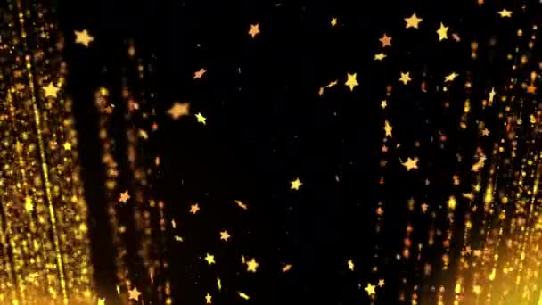 Brilhando Pequenas Estrelas Voadoras Fundo Escuro Screensaver Animado Festivo Para — Vídeo de Stock