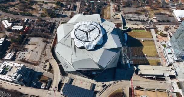 Атланта Джорджія Сша Січня 2024 Повітряний Рейс Навколо Стадіону Mercedes — стокове відео