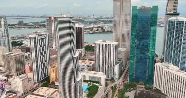 Miami Florida Usa January 2024 Αεροπλάνο Drone Downtown Miami Wells — Αρχείο Βίντεο