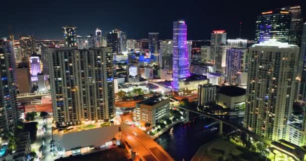 Miami Florida Estados Unidos Enero 2024 Luces Nocturnas Ciudad Nocturna — Vídeos de Stock