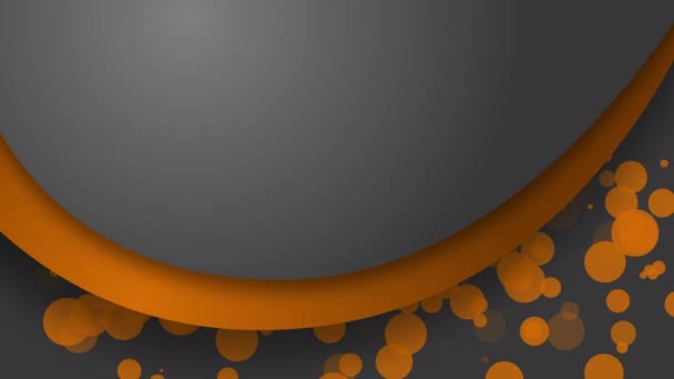 几何灰色背景 空白的文字空间 循环运动图形 橙色圆形飞行粒子 — 图库视频影像
