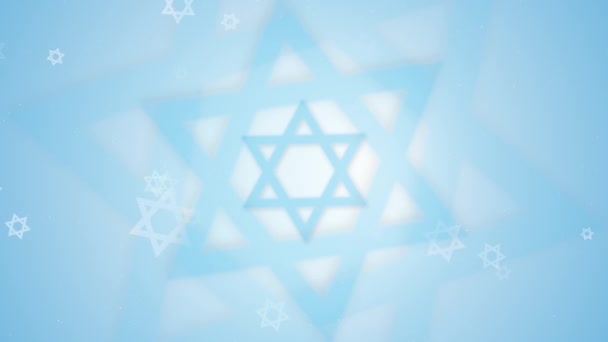 Segno Ebraico Magen David Star Blu Astratto Religioso Loop Sfondo — Video Stock