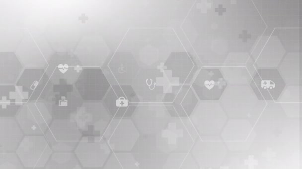 Abstract Medical Background Flat Icons Symbols Hexagon Pattern Concepts Ideas — Stock Video