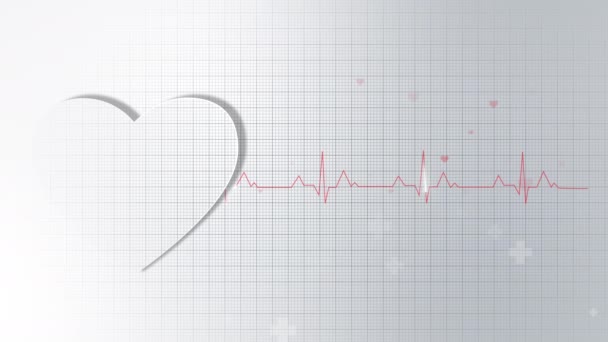 Rejilla Con Cardiograma Latidos Cardíacos Sobre Fondo Bucle Médico Gris — Vídeos de Stock
