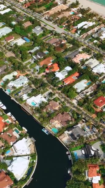 Wybrzeże Miami Plaży Prywatnych Domów Basenami Widok Góry Dachów Osiedli — Wideo stockowe