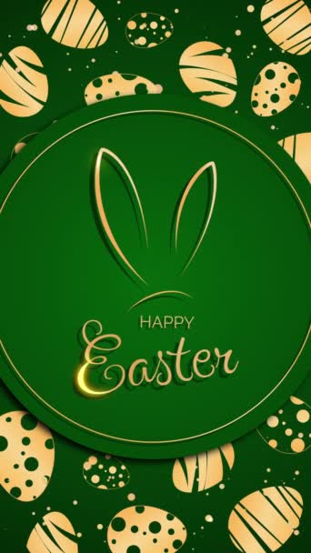 Pionowe Wideo Wielkanocne Uszy Króliczka Happy Easter Liternictwo Figury Złotych — Wideo stockowe