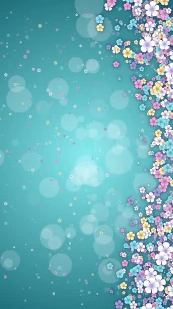 Μικρά Ανοιξιάτικα Χρωματιστά Λουλούδια Τυρκουάζ Αφηρημένο Φόντο Χαμένες Διακοπές Animation — Αρχείο Βίντεο