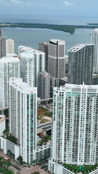 Det Miami Brickell Stadslandskap Centrum Med Hög Skyskrapa Byggnader Och — Stockvideo