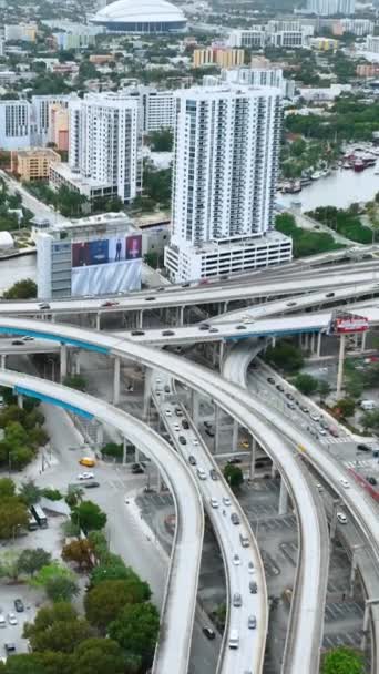 Miami Florida Usa Leden 2024 Letecký Pohled Křižovatce Dálnice Křižovatka — Stock video