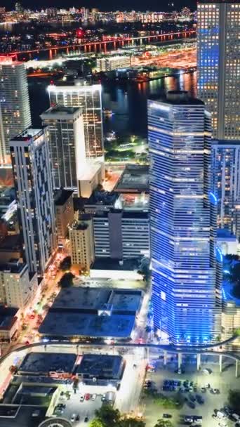 Майами Флорида Сша Января 2024 Года Центр Города Ночью Видом — стоковое видео