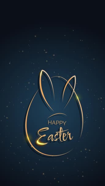 Святом Великодня Вітальна Листівка Золотим Пасхальним Яйцем Вухами Кролика Рукописні — стокове відео