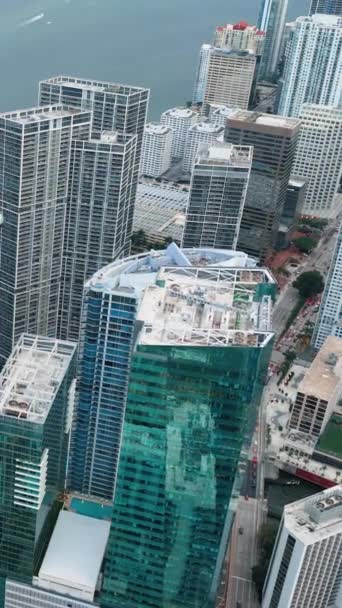 Белые Многоэтажки Стеклянными Фасадами Вид Воздуха Центр Майами Вертикальное Видео — стоковое видео