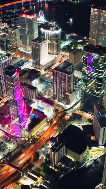 Miami Toren Luchtfoto Van Het Centrum Kantoordistrict Van Miami Brickell — Stockvideo