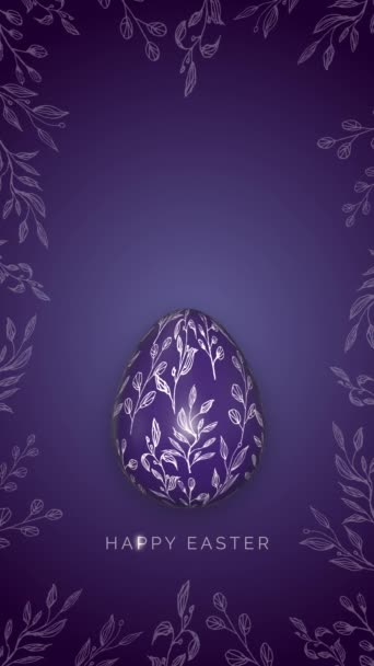 Niebieski Fioletowy Wielkanoc Paski Jajko Gałęzie Tle Animacja Pozdrawiam Wesołych — Wideo stockowe