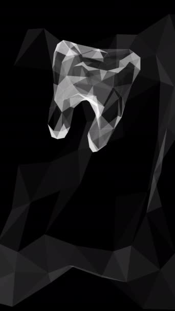 Wielokątna Siatka Zęba Czarnym Abstrakcyjnym Tle Medycznym Profesjonalna Abstrakcyjna Animacja — Wideo stockowe