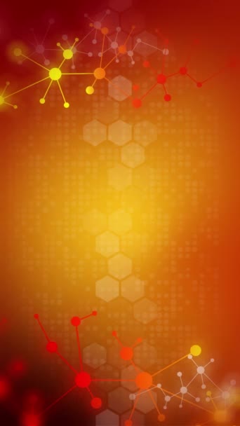 Molekylernas Geometriska Nät Glödande Prickar Och Anslutande Linjer Orange Suddig — Stockvideo