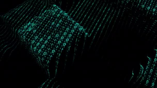 Matrix Büyük Veri Küp Koyu Yeşil Arka Plan Küp Blokları — Stok video