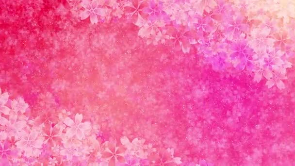 Bingkai Bunga Diagonal Tanaman Animasi Bunga Ceri Merah Muda Salin — Stok Video