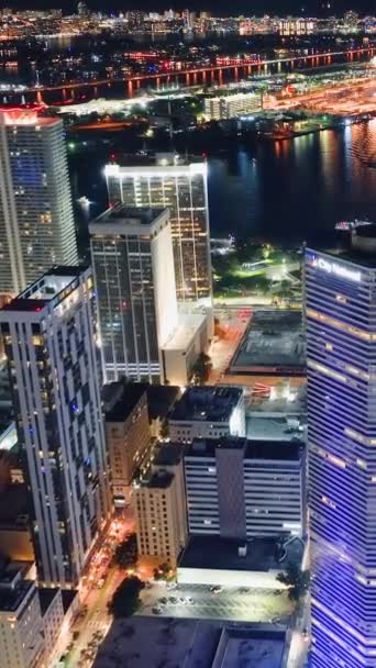 Miami Florida Verenigde Staten Januari 2024 Nachtelijk Stadsgezicht Miami Bouw — Stockvideo