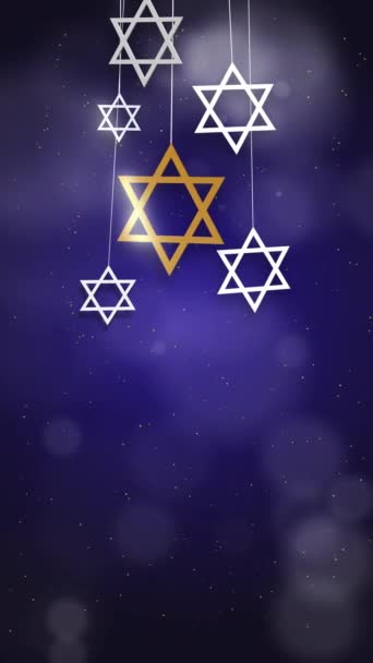 Golden Star David Jewish Symbol Israel Rotation Hexagonal Symbol Reflection — Stock Video