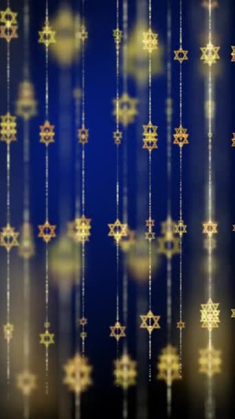 Анимированный Рисунок Золотые Бусины Вращающимися Шестиугольными Звёздами Давида Связать Религиозное — стоковое видео