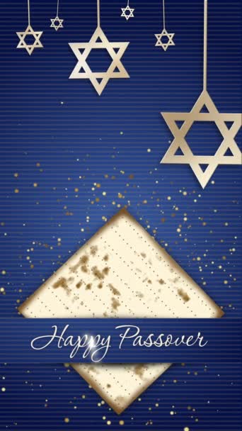 Παραδοσιακό Εβραϊκό Ψωμί Matzah Για Πάσχα Ευχετήρια Επιγραφή Στο Χαρούμενο — Αρχείο Βίντεο