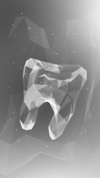 Linie Wieloboczne Trójkąty Modelu Zęba Stomatologiczne Szare Abstrakcyjne Tło Zapętlone — Wideo stockowe