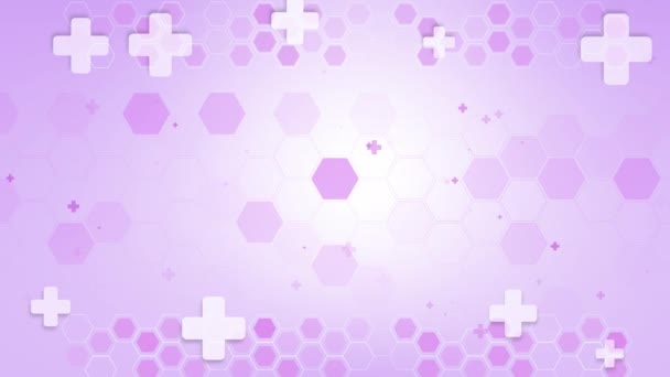 Цикл Охорони Здоров Медико Фіолетовий Фон Геометрична Шестикутна Сітка Додатковими — стокове відео