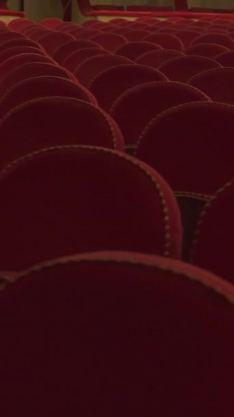 Empty Classic Theater Rows Empty Red Velvet Seats Theater Opera — Videoclip de stoc