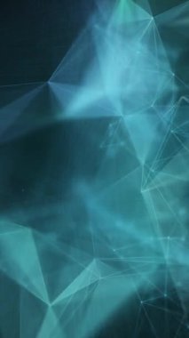 Noktalı ve çizgili soyut fütüristik dijital manzara. Bilgisayar geometrik dijital bağlantı yapısı. Fütürist döngülü mavi soyut ızgara. Dikey video.
