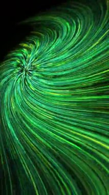 Retro radyal girdap. Dönen kıvrımlı güneş patlaması yeşil arka plan. Döngülü animasyon. Dikey video.