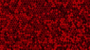 Üçgenlerin dinamik hareketleriyle soyut kırmızı arkaplan. Döngülü geometrik canlandırma.