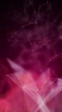 Geometrik çizgileri olan kırmızı koyu arkaplan. Grafik pleksus noktaları ve çizgi. Soyut döngü animasyonu. Boş kopyalama alanı. Dikey video.