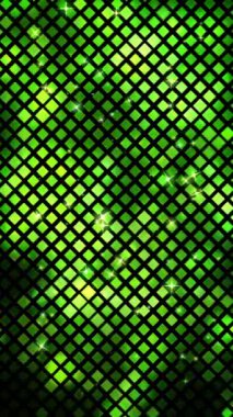 Soyut geometrik desenli eşkenar dörtgen şekilli arka plan mozaik dokusu. Zarif geometrik motif yeşil renk paleti. Döngü animasyonu. Dikey video.