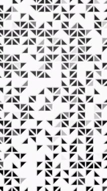 Yarım ton arkaplan. Siyah üçgenlerle dolu. Rastgele parlayan figürler. Döngü animasyonu. Dikey video.