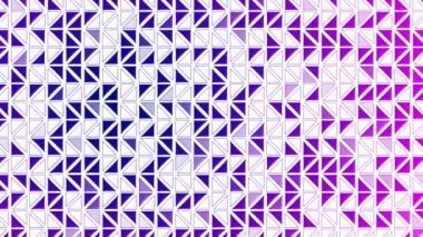 Beyaz döngü arka planında parlak mor ve mavi üçgenler. Çapraz şekil. Döngü canlandırması.