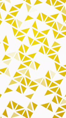 Geometrik döngü deseni. Sarı üçgen tekrarlanan animasyon. Beyaz arka planda soyut grafik. Dikey video.